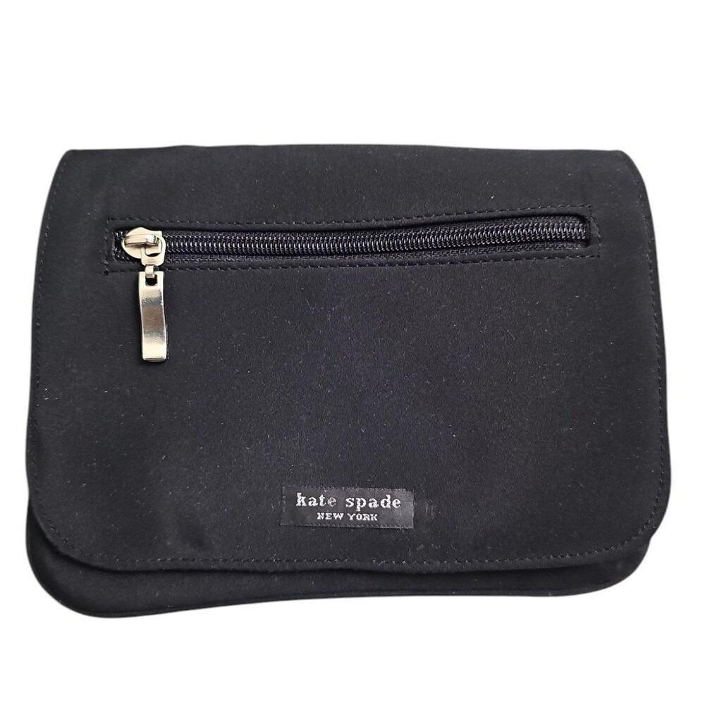 Kate Spade Classic Black Fabric‎ Clutch Evening Bag with Zip Pocket Vintage EUC